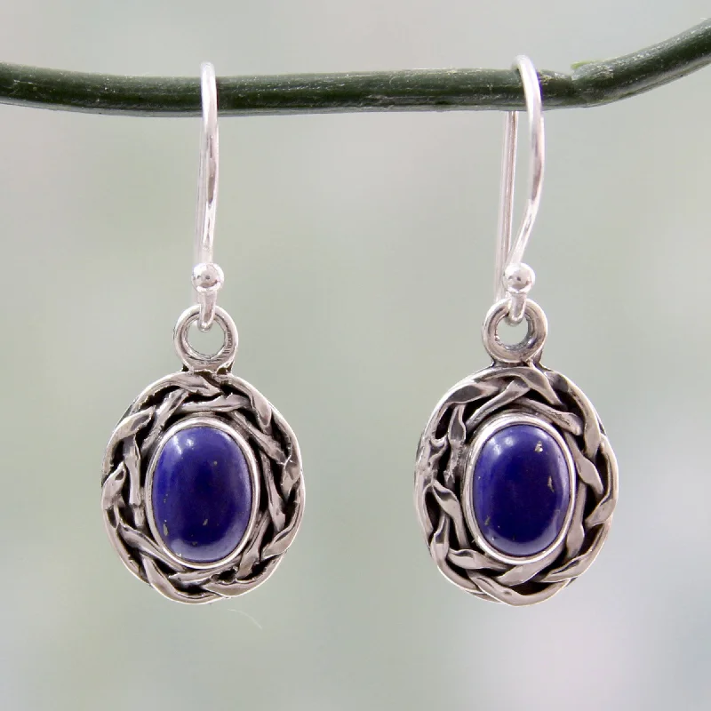 Best hoop earrings with floral designs for a feminine and delicate look-Indian Basket Lapis Lazuli Dangle Earrings