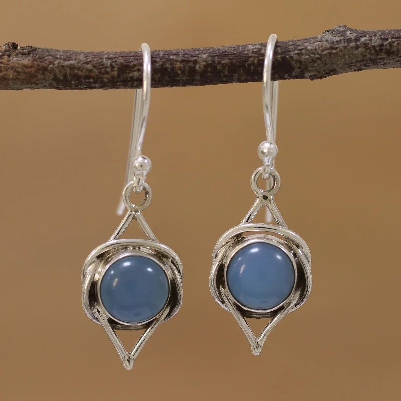 Best hoop earrings with geometric triangle shapes for a modern, chic design-Intricate Twirl in Blue Sterling Earrings