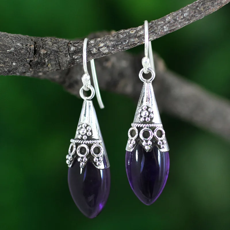 Classic hoop earrings with a thin profile for a sleek and subtle style-Kerala Princess Amethyst Dangle Earrings