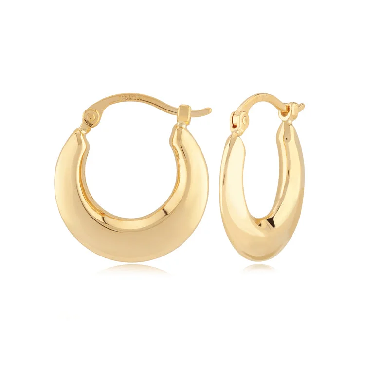 Hoop earrings with oversized pearl accents for a statement-making look-Knife Edge Tapered Hoop Earrings, 14Kt - 15MM