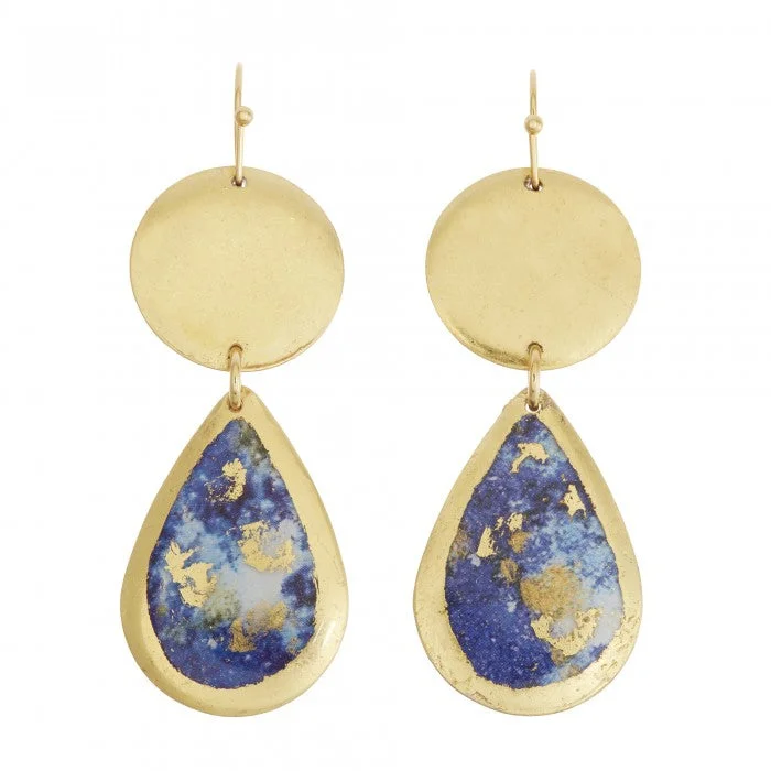 Best hoop earrings with textured silver for a rustic and organic finish-Earrings by Evocateur "Lapis Mini" Teardrop