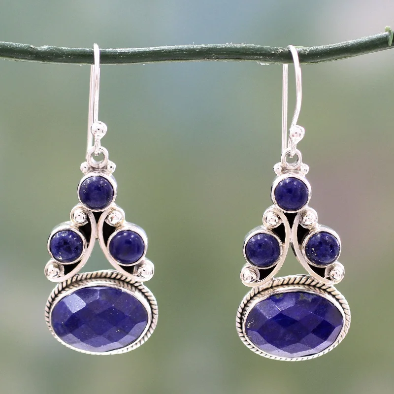 Stylish hoop earrings with diamond accents for an elegant and sparkling effect-Love Foretold Lapis Lazuli Dangle Earrings