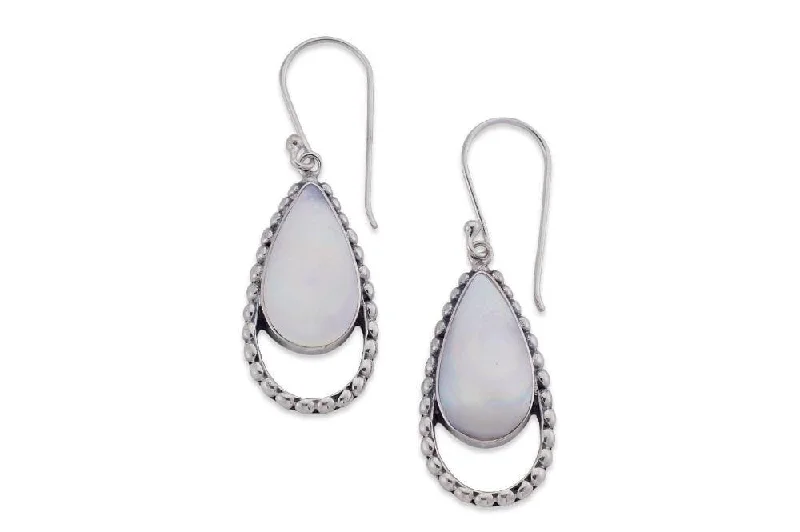 Hoop earrings with crescent moon shapes for a celestial and mystical appearance-Lovina Earrings- Mother Of Pearl