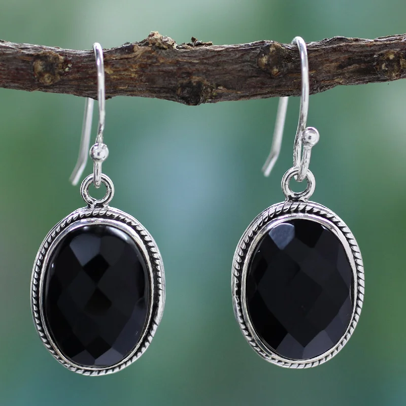 Hoop earrings with tortoiseshell designs for a chic and classic style-Luscious Black Sterling Silver Earrings