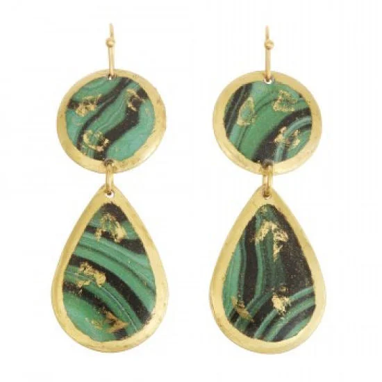 Hoop earrings with circle designs for a classic and timeless shape-Earrings by Evocateur "Malachite Mini"