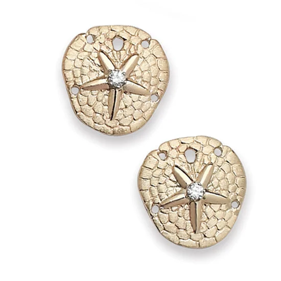 Best hoop earrings with turquoise stones for a bohemian-inspired vibe-Sand Dollar  Earrings, 14Kt & Diamonds