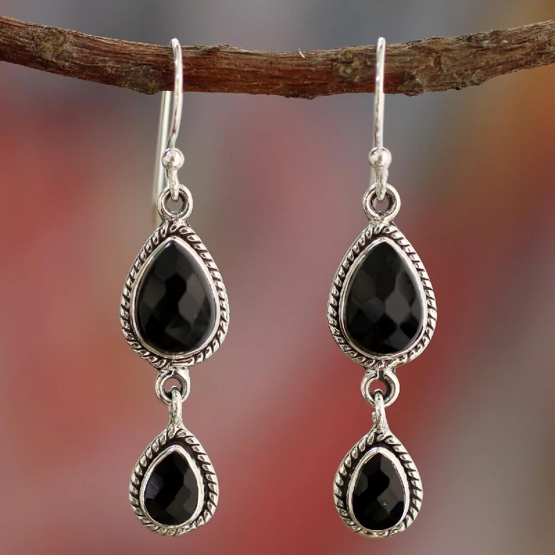 Best hoop earrings with custom designs for a personalized, unique accessory-Midnight Teardrops Sterling Silver Earrings