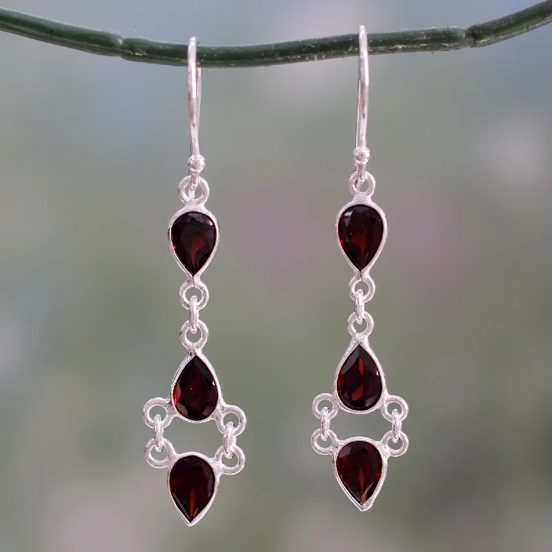 Hoop earrings with spiral designs for a dynamic and fluid look-Mystic Wonder Garnet & Silver Dangle Earrings