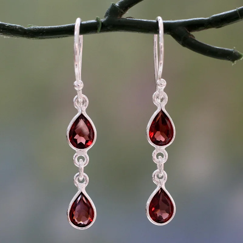 Hoop earrings with hammered textures for a boho-chic and rustic vibe-Mystical Femme Garnet Earrings