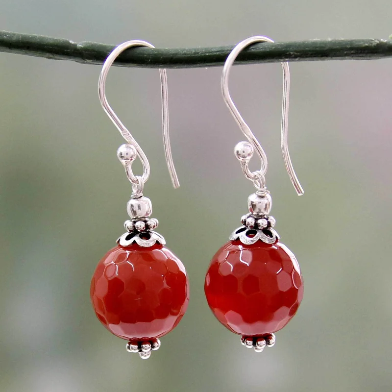 Best hoop earrings with oval shapes for a unique and elongated design-Sterling Silver Red Agate Dangle Earrings