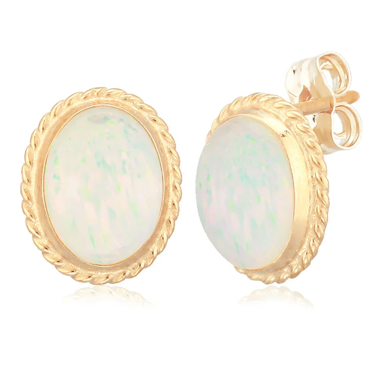 Hoop earrings with dangling charms for a playful and fun look-Opal Earrings, 14Kt