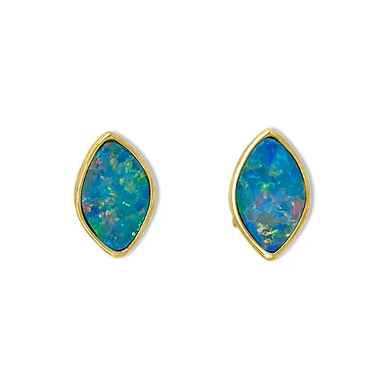 Hoop earrings with oversized designs for a bold, fashion-forward statement-Opal Earrings, 14Kt