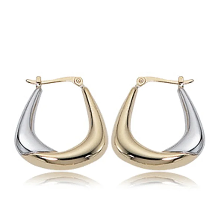 Best hoop earrings with blackened metal for an edgy and bold appearance-Overlap Hoop Earrings 14Kt, Two Tone