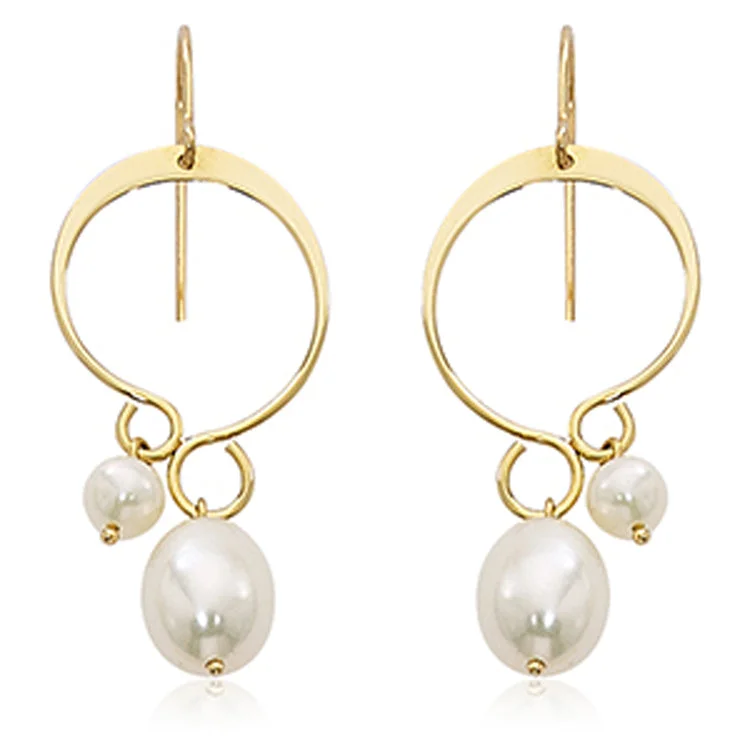 Best hoop earrings with geometric pendants for a modern, chic appeal-Pearl Earrings, 14Kt