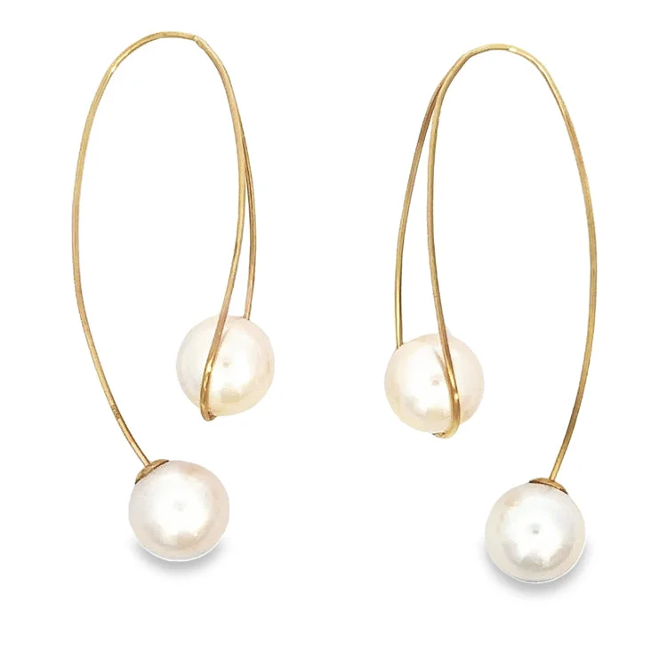 Hoop earrings with floral motifs for a feminine and nature-inspired look-Pearl Earrings, 18Kt