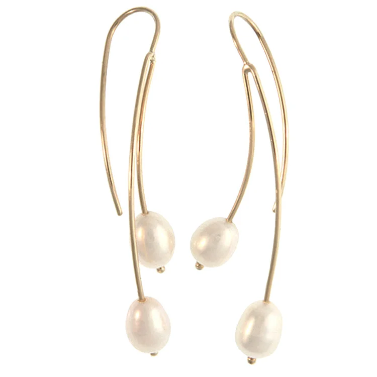 Hoop earrings with snake print designs for an edgy, wild appearance-Pearl Earrings, 14Kt