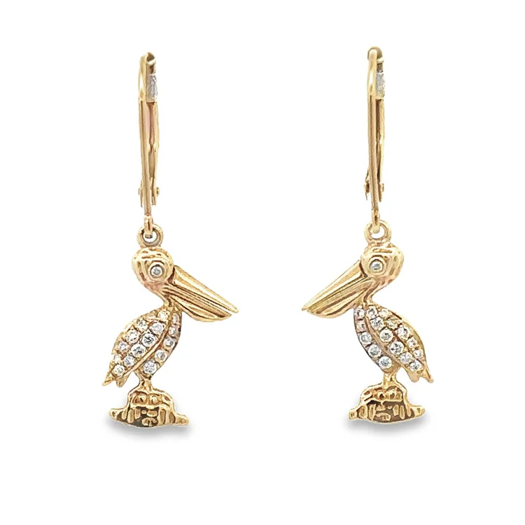 Hoop earrings with cut-out designs for a creative and lightweight effect-Pelican Earrings, 14Kt