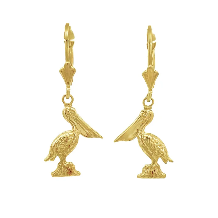 Best hoop earrings with gold for a luxurious and timeless look-Pelican Earrings, 14Kt