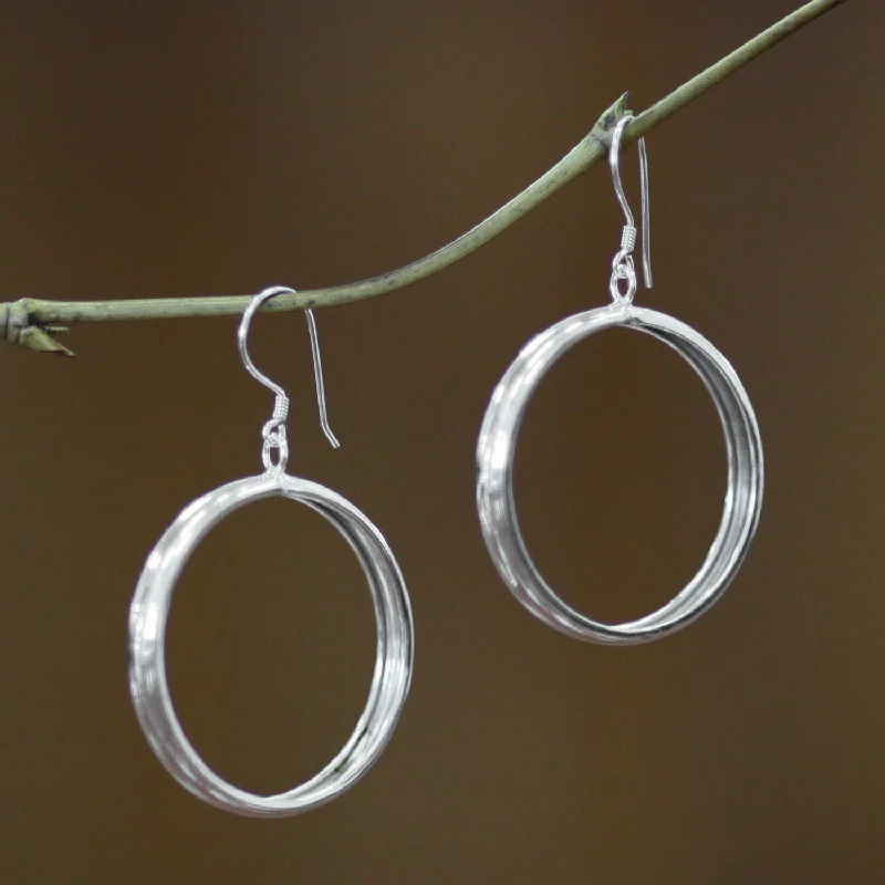 Best hoop earrings with rose gold for a romantic and warm aesthetic-Perfect Halo Hand Crafted Sterling Silver Dangle Earrings