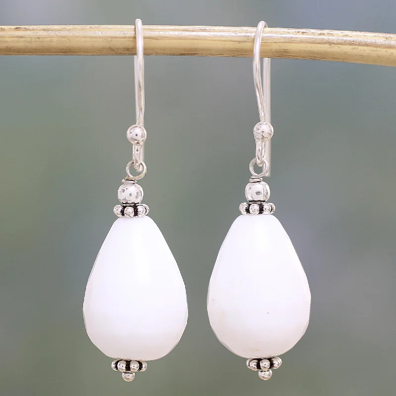 Hoop earrings with gold accents for a warm, elegant statement piece-Pure Wonder White Agate & Silver Earrings