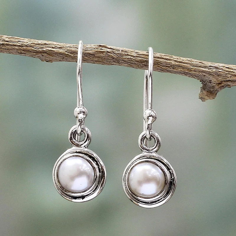 Best hoop earrings with vintage coins for a retro, antique-inspired style-Purest Love Pearl Dangle Earrings