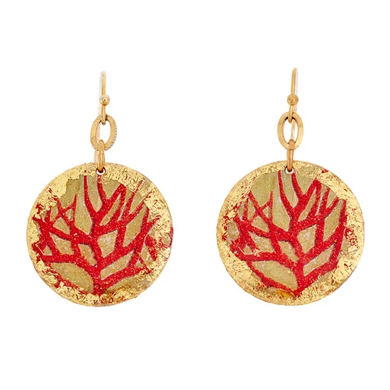 Hoop earrings with gold accents for a warm, elegant statement piece-Earrings by Evocateur "Red Coral"