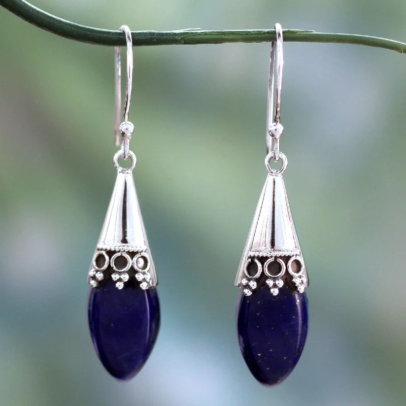 Best hoop earrings with geometric cuts for a sharp, modern appeal-Regal Lapis Lazuli & Sterling Silver Earrings