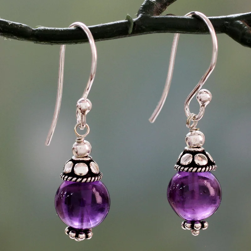 Hoop earrings with a chunky design for a bold and trendy statement-Royal Discretion Amethyst & Silver Dangle Earrings