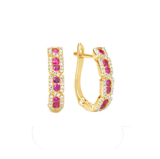 Best hoop earrings with Swarovski crystals for added sparkle and luxury-Ruby and Diamond Hoop Earrings