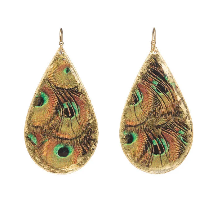 Hoop earrings with floral motifs for a feminine and nature-inspired look-Earrings by Evocateur "Rusty Peacock" Teardrop