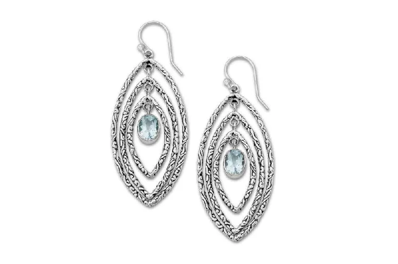 Hoop earrings with polished metal for a shiny and high-quality finish-Samaya Earrings- Blue Topaz