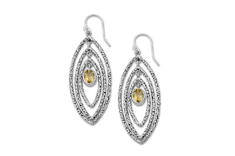 Hoop earrings with removable pendants for a versatile and customizable accessory-Samaya Earrings- Citrine