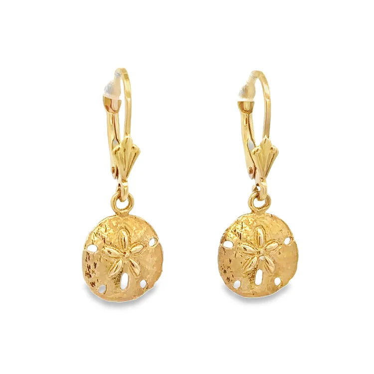 Best hoop earrings with custom engravings for a personalized and meaningful gift-Sand Dollar Earrings, 14Kt