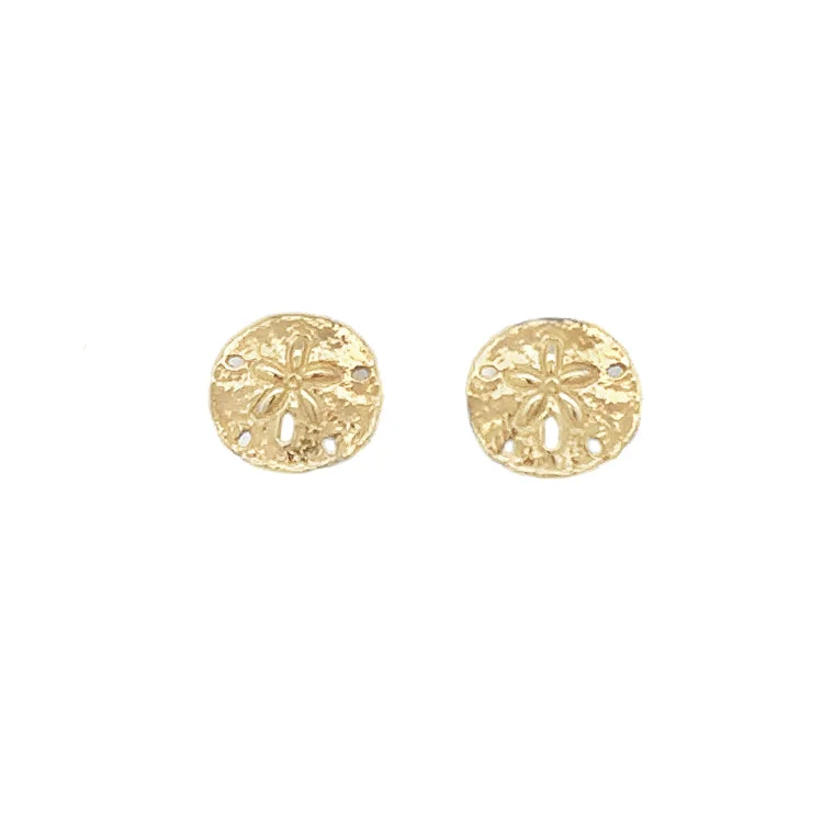 Hoop earrings with polished metal for a shiny and high-quality finish-Sand Dollar Earrings, 14Kt