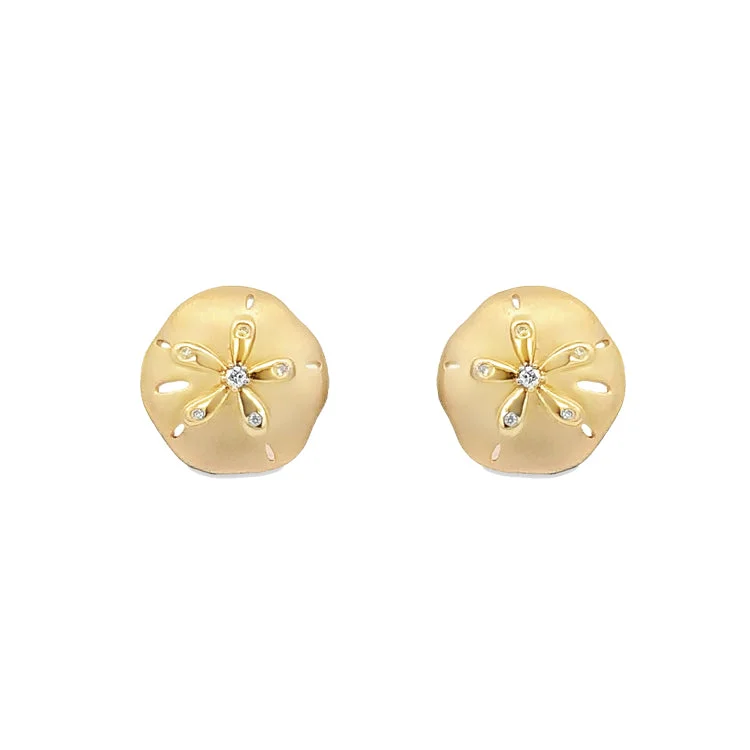 Hoop earrings with artistic filigree designs for an intricate, delicate finish-Sand Dollar Earrings, 14Kt & Diamonds