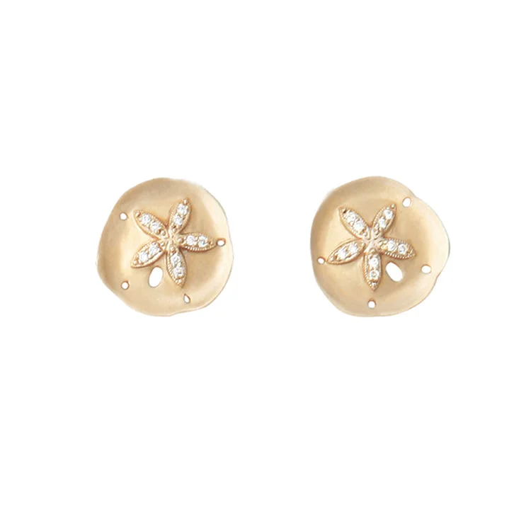 Hoop earrings with snake print designs for an edgy, wild appearance-Sand Dollar Earrings, 14Kt & Diamonds