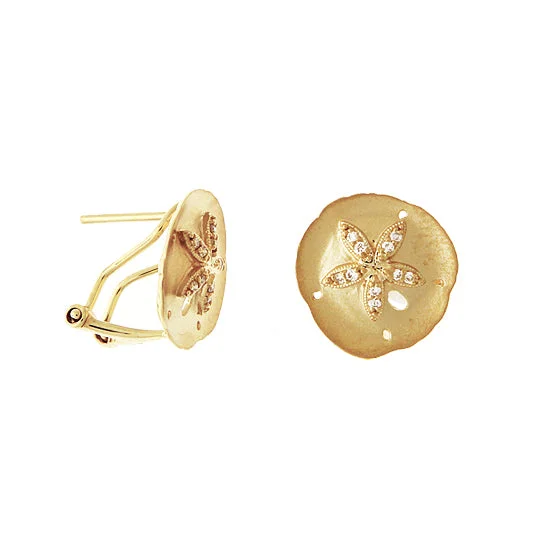 Hoop earrings with textured gold for a refined and sophisticated aesthetic-Sand Dollar Earrings, 14Kt & Diamonds