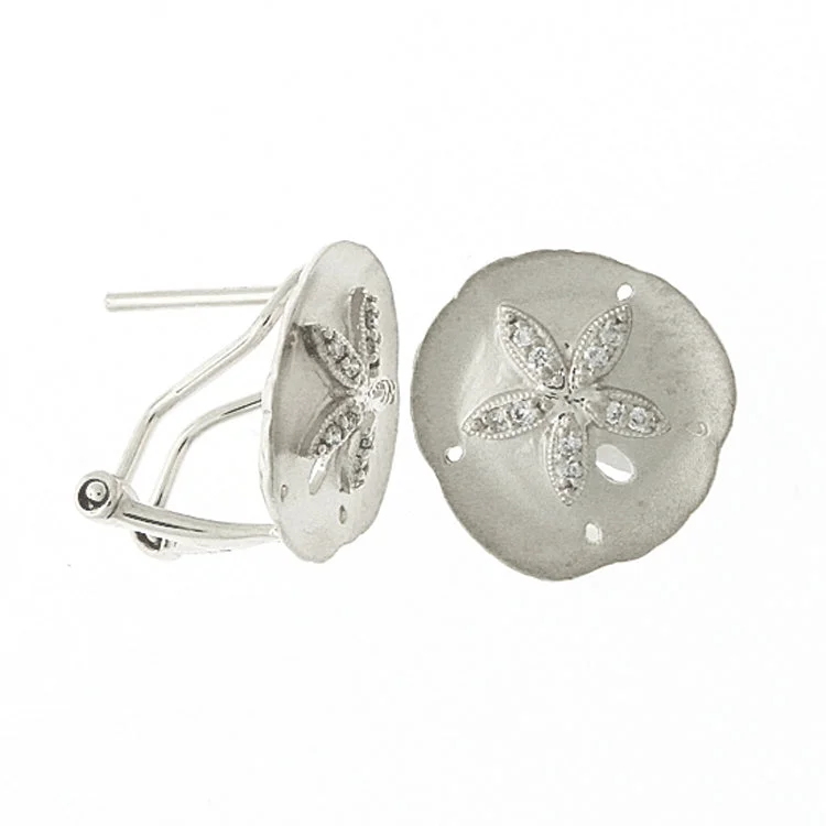 Hoop earrings with hearts for a sweet and romantic gesture-Sand Dollar Earrings, 14Kt & Diamonds