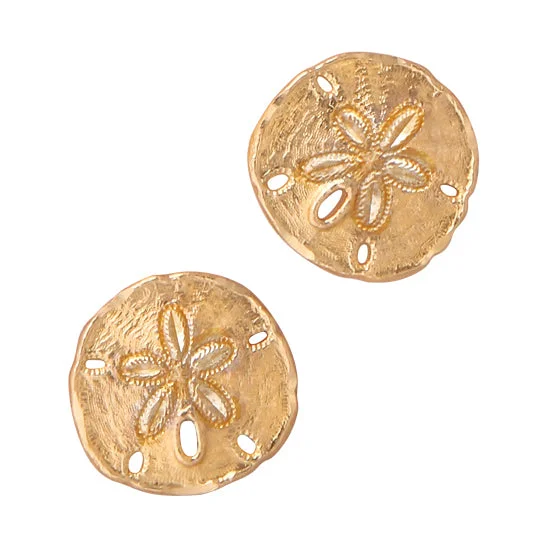 Best hoop earrings with blackened metal for an edgy and bold appearance-Sand Dollar Earrings, 14Kt