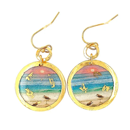 Best hoop earrings with smooth ceramic finishes for a polished, clean style-Earrings by Evocateur "Sanibel Sunset" Disc