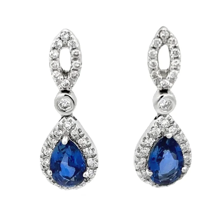 Large hoop earrings for a bold and statement-making fashion accessory-Sapphire and Diamond Earrings, 14Kt