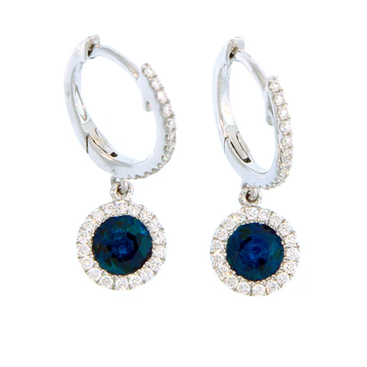 Best hoop earrings with intricate beaded details for a textured, stylish appearance-Sapphire and Diamond Earrings, 14Kt