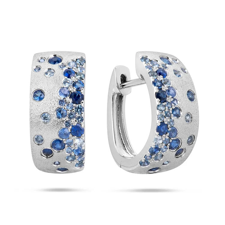 Lightweight hoop earrings for comfortable and all-day wear-Sapphire Hoop Earrings, 14Kt