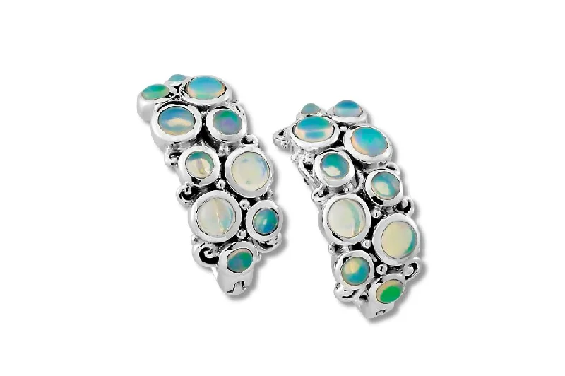 Hoop earrings with circle designs for a classic and timeless shape-Sari Earrings- Opal