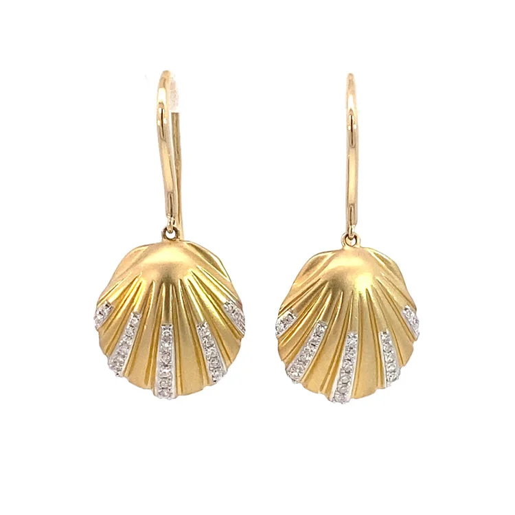 Hoop earrings with rhinestone embellishments for a glamorous and sparkling look-Scallop Earrings, 14Kt