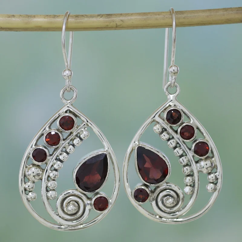 Best hoop earrings with custom engravings for a personalized and meaningful gift-Scarlet Dew Garnet & Silver Dangle Earrings