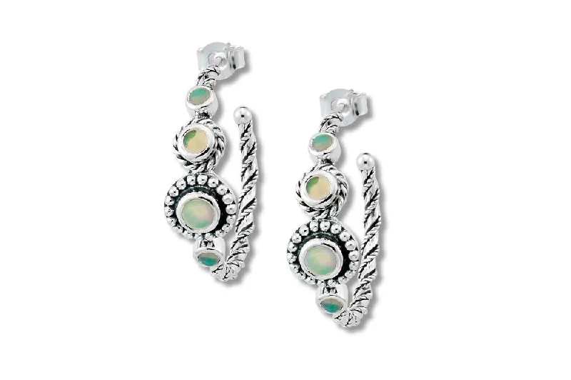 Hoop earrings with luxe velvet finishes for a rich and luxurious touch-Sebali Earrings- Opal