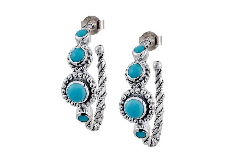 Hoop earrings with a matte finish for a sleek and sophisticated appearance-Sebali Earrings- Turquoise