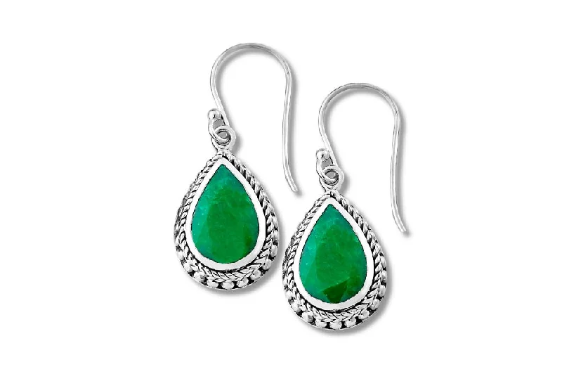 Hoop earrings with rhinestone-studded rims for a glamorous touch-Sempu Earrings- Emerald