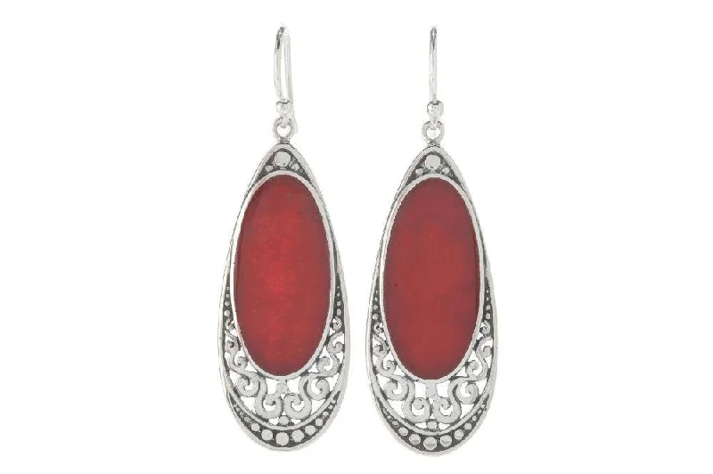 Best hoop earrings with oval shapes for a unique and elongated design-Serenity Earrings- Coral